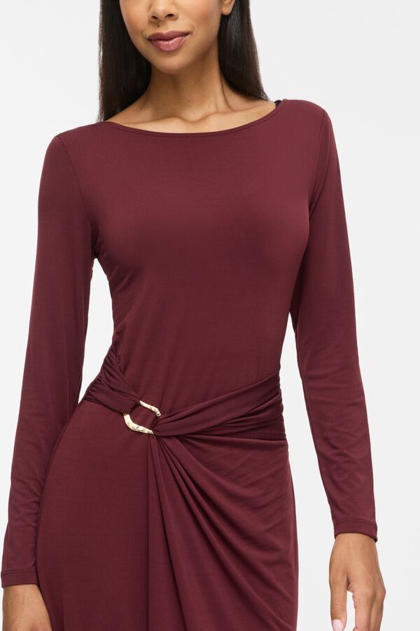 Vila Vestido midi com detalhe franzido Granada