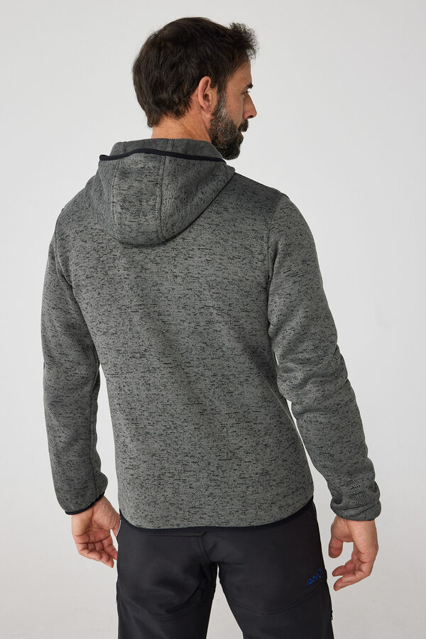 Cortefiel Fleece jersey-knit jacket with hood Grey