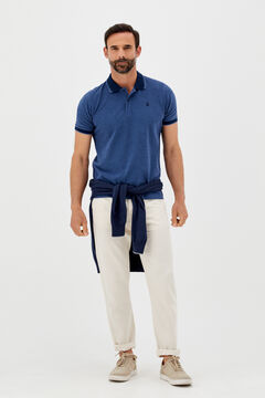 Cortefiel Plain short-sleeved Oxford polo shirt Navy