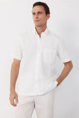 Cortefiel Linen short sleeve shirt White