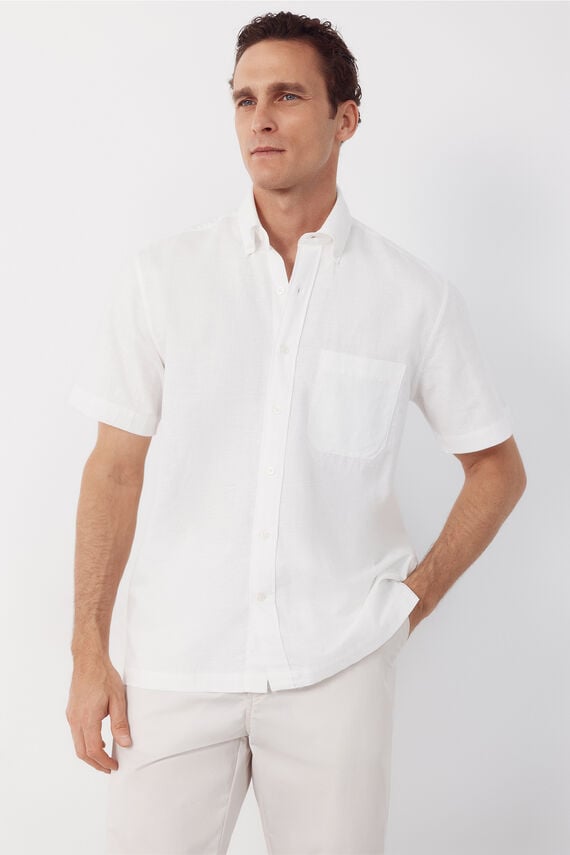 Camisa manga corta tejido de lino