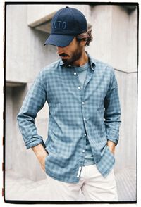 Cortefiel Camisa cuello italiano slim Azul