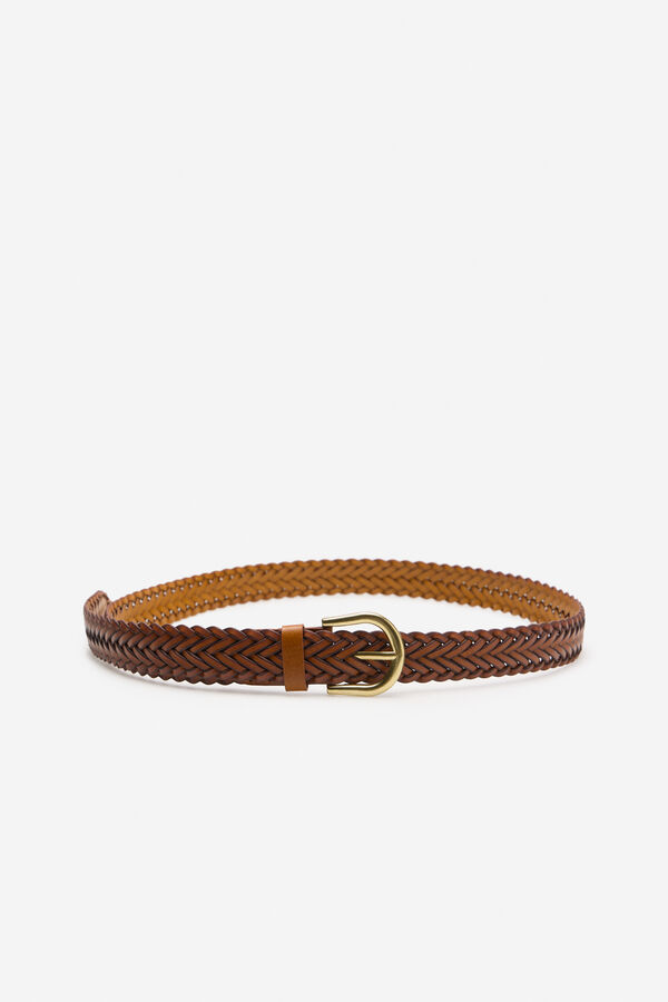Cortefiel Classic braided belt Nude