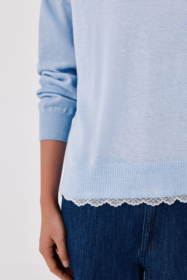 Cortefiel Appliqu&eacute; neckline jumper Blue