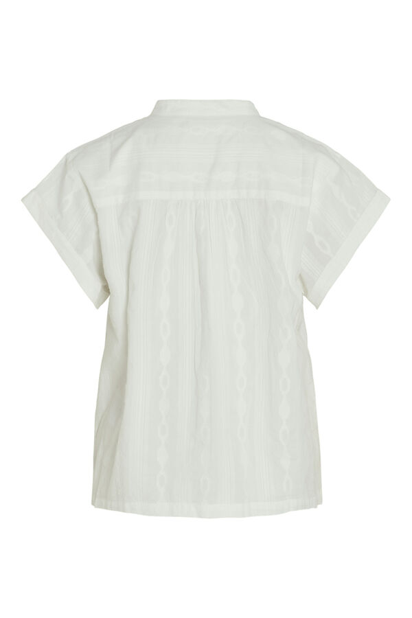 Cortefiel Mandarin collar short-sleeved blouse White