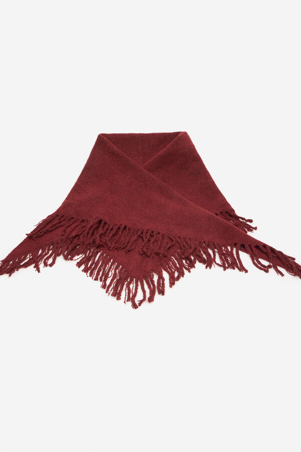 Cortefiel Fringed poncho Maroon