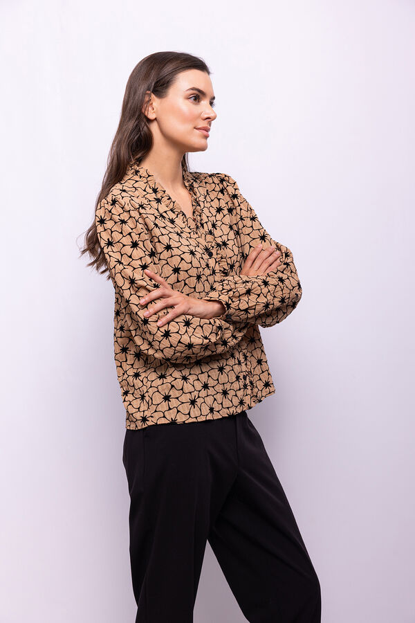 Object Blusa de tecido texturizado Castanho