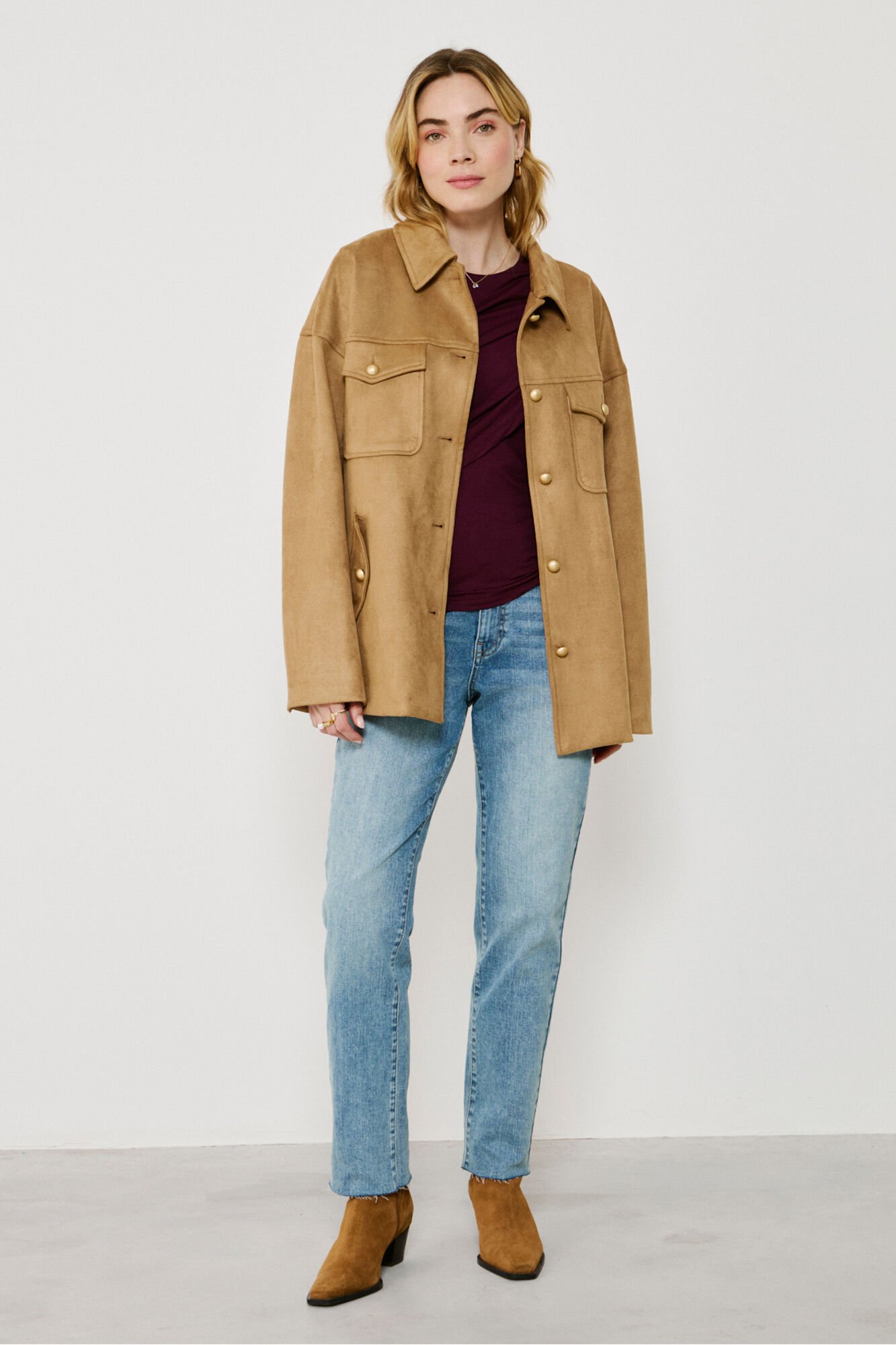 Vila Casaco de camur&ccedil;a abotoada