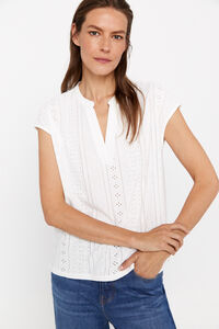 Cortefiel Knit top with openwork Ivory