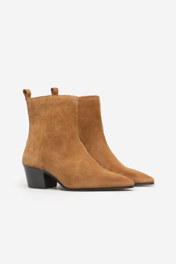 Cortefiel Suede split leather boot Nude