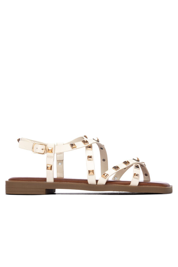 XTI Sand&aacute;lia estilo romana com tachas Ecru