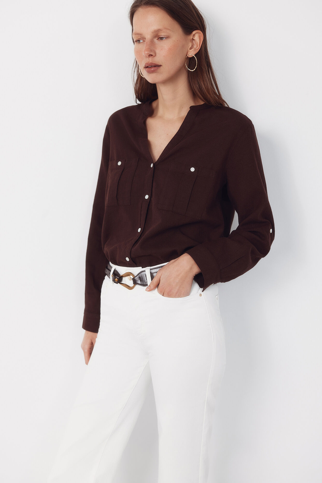 Cortefiel Camisa r&uacute;stica de manga comprida