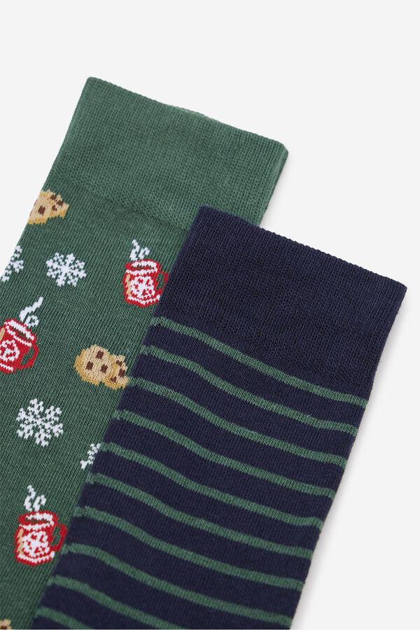 Cortefiel Box of 2 gift socks Dark green