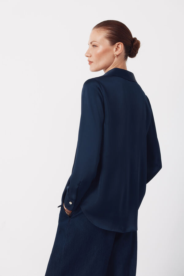 Cortefiel Satin-finish shirt Navy