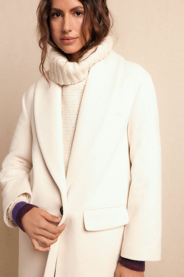 Slowlove Abrigo largo con cuello esmoquín Marfil