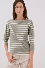Cortefiel Essential boat neck T-shirt Printed green