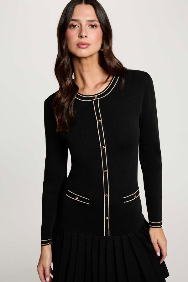 Morgan Vestido de malha com saia plissada Preto