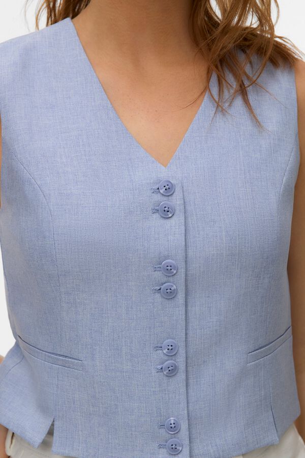 Vero Moda Button-fastening gilet with front slit Blue