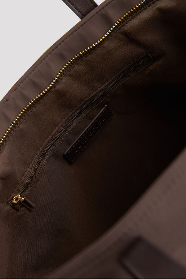 Cortefiel Nylon large shopper bag Dark brown