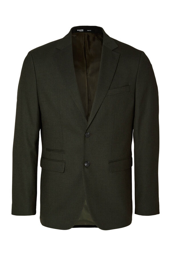 Cortefiel Slim fit blazer with wool Green