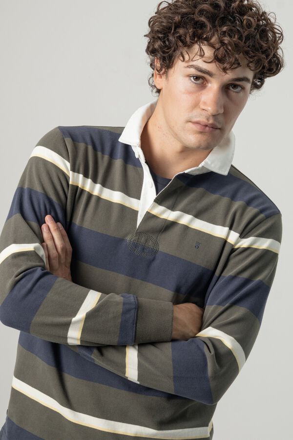 PuroEGO Multistriped rugby polo shirt Green