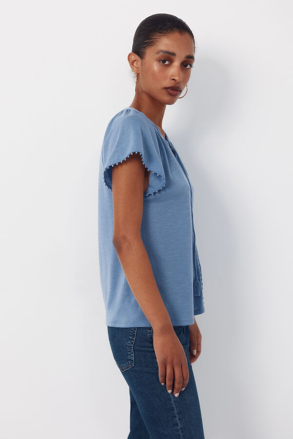 Cortefiel Camiseta fluida pasamanerias Azul