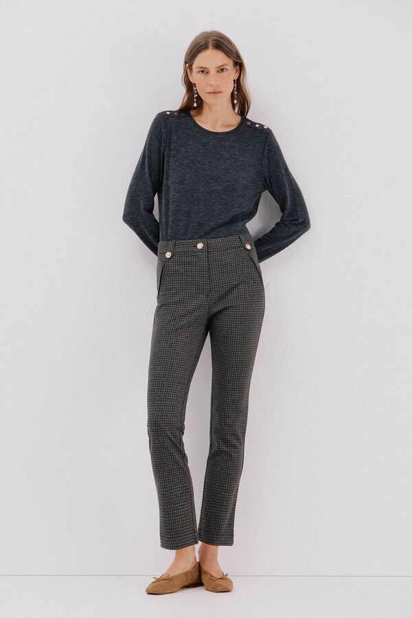 Cortefiel Women's jersey-knit trousers Printed grey