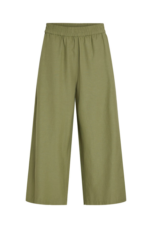 Cortefiel High-waist wide leg trousers Green