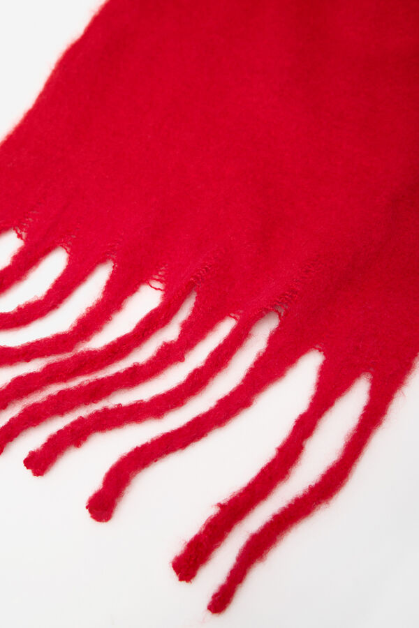 Cortefiel Plain fringed scarf Red