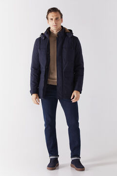 Cortefiel Parka with four pockets and a hood Navy