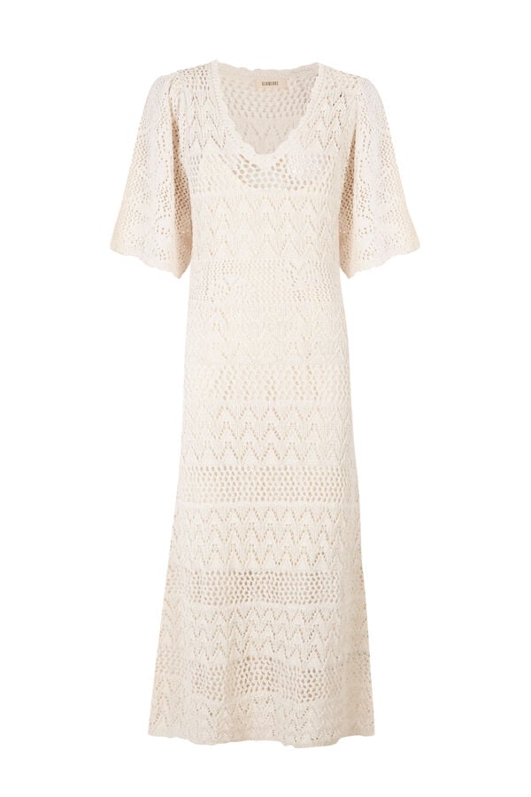 Slowlove Vestido punto calado Ecru
