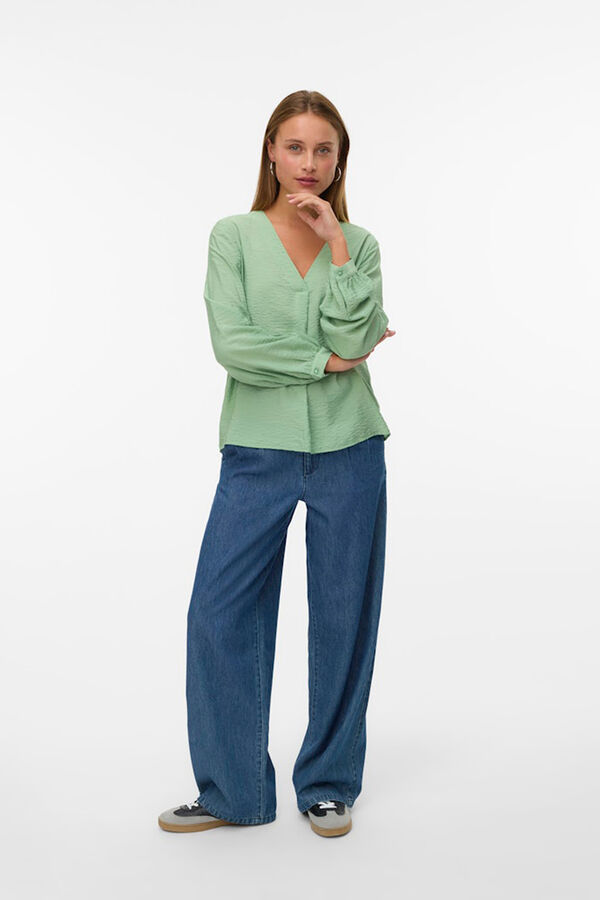 Vero Moda Camisa manga comprida gola em bico Verde
