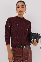 Cortefiel Jersey tachas doradas Maroon