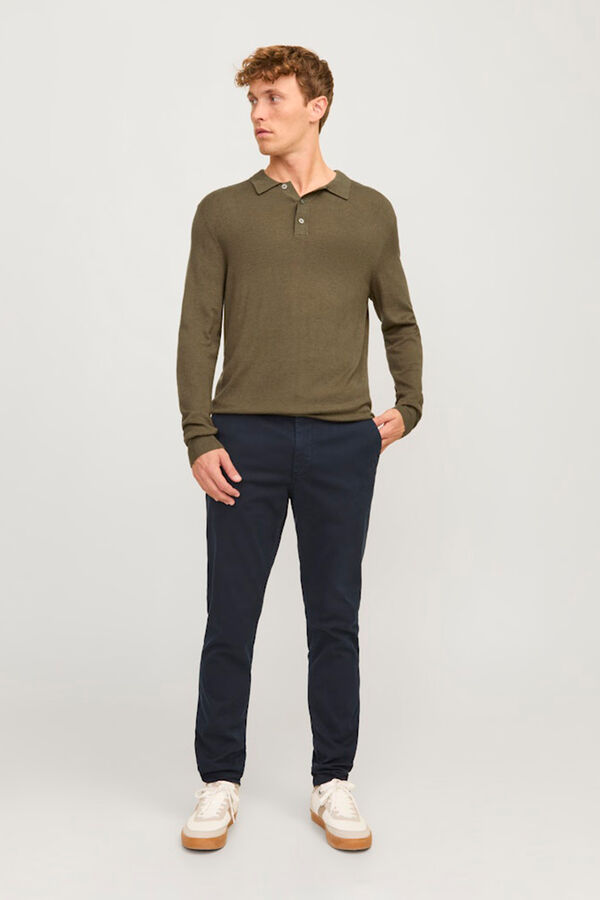 Jack & Jones Polo punto manga larga Gris oscuro