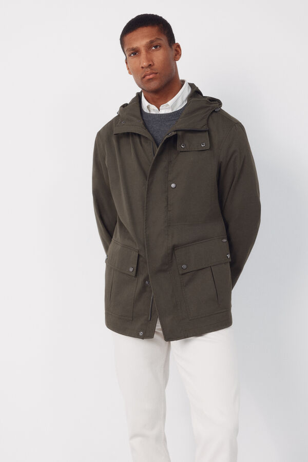 Cortefiel Short hooded parka Kaki