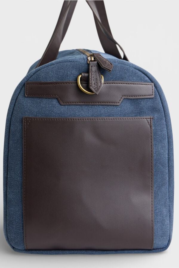 Silbon Travel leather detail bag Navy