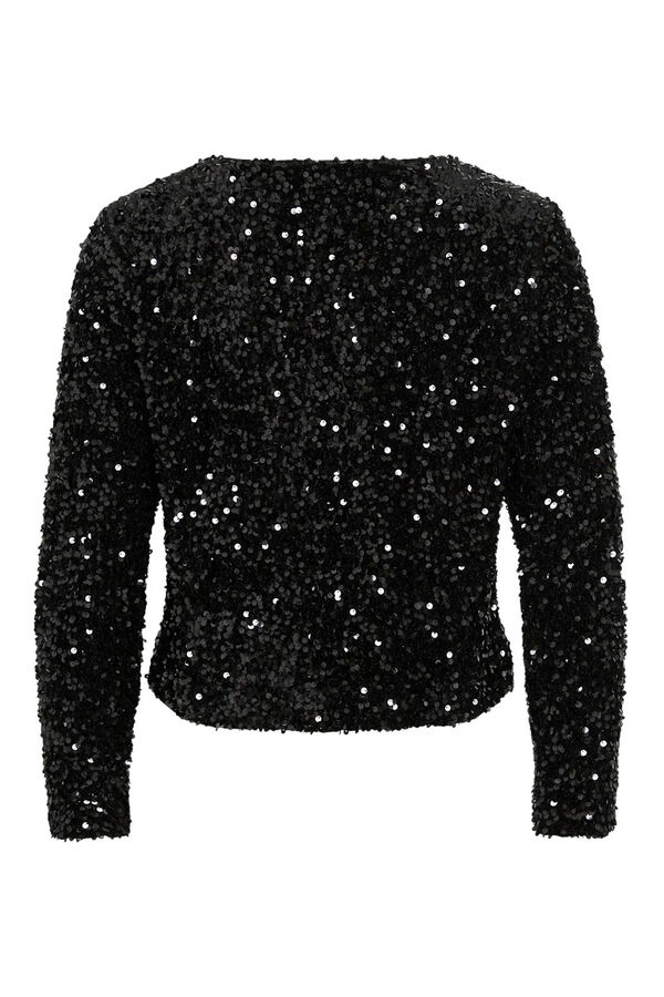 Vila Casaco curta de lantejoulas Preto