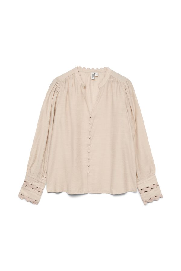 Vero Moda Camisa manga comprida detalhes vazados Tostado