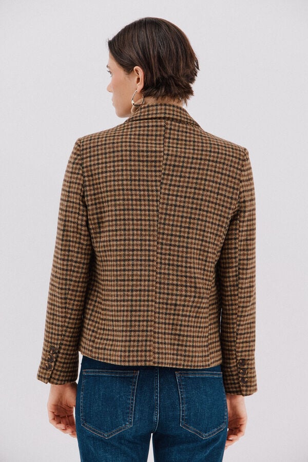 Cortefiel Cropped blazer Printed brown