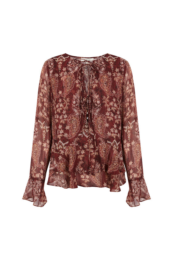 Slowlove Blusa estampada fluida Estampado granate