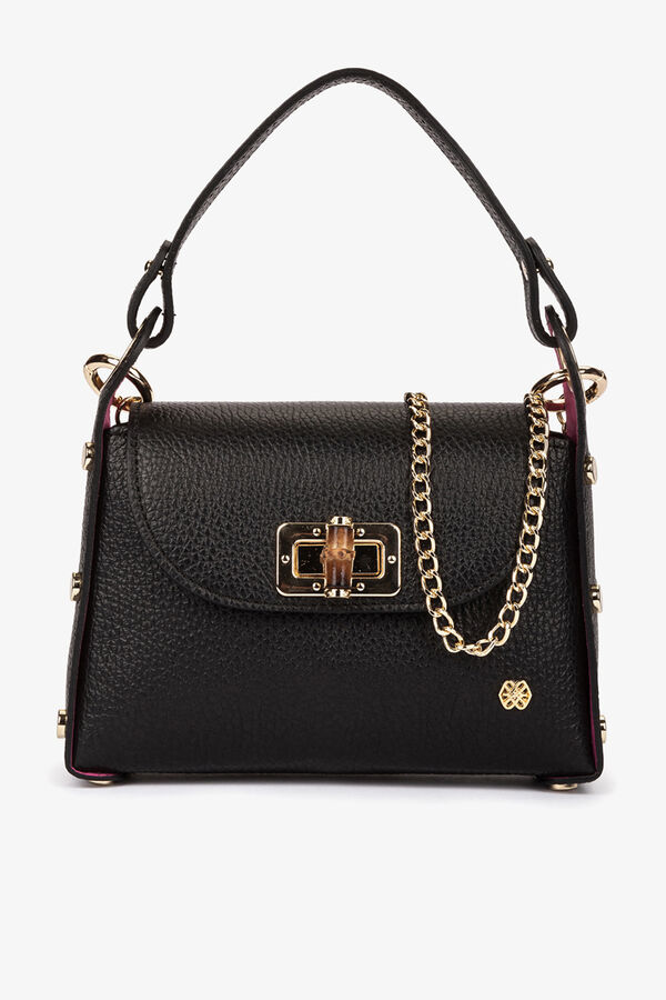 Cuplé Mini mala de couro cravejado Preto