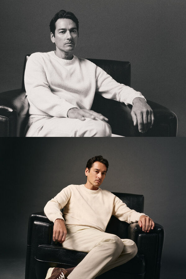 OOTO Suéter de algodão torcido com gola redonda Tostado