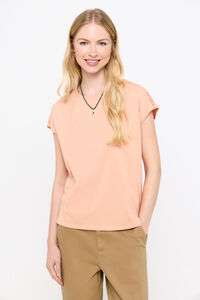Cortefiel Essential lace T-shirt Coral