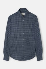 Silbon Camisa esportiva xadrez Azul