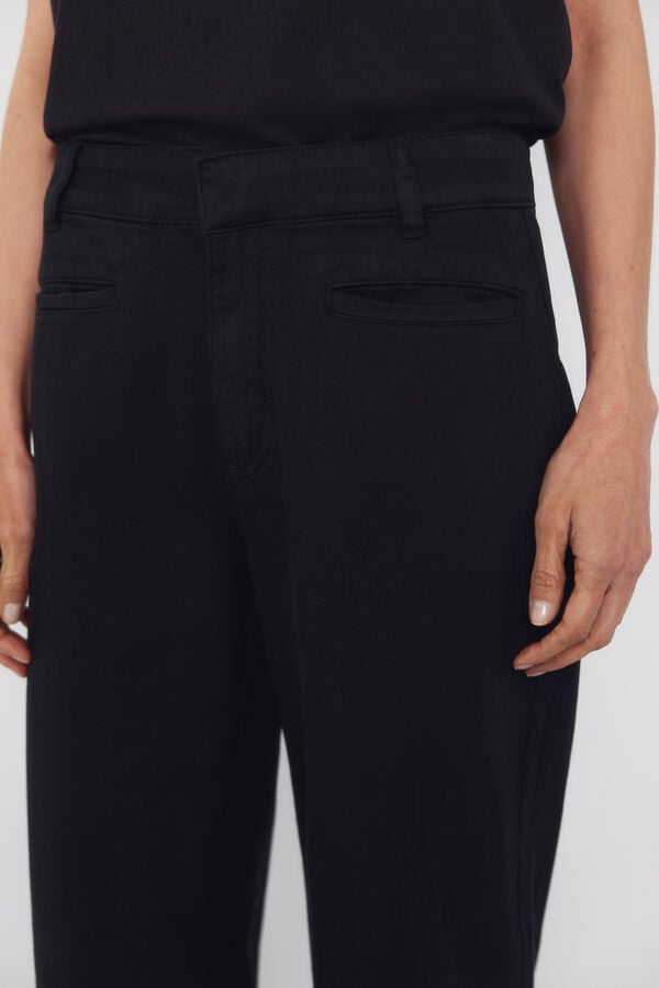 Cortefiel Piping trousers Black