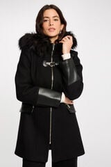 Morgan Abrigo recto con cremallera y capucha Negro