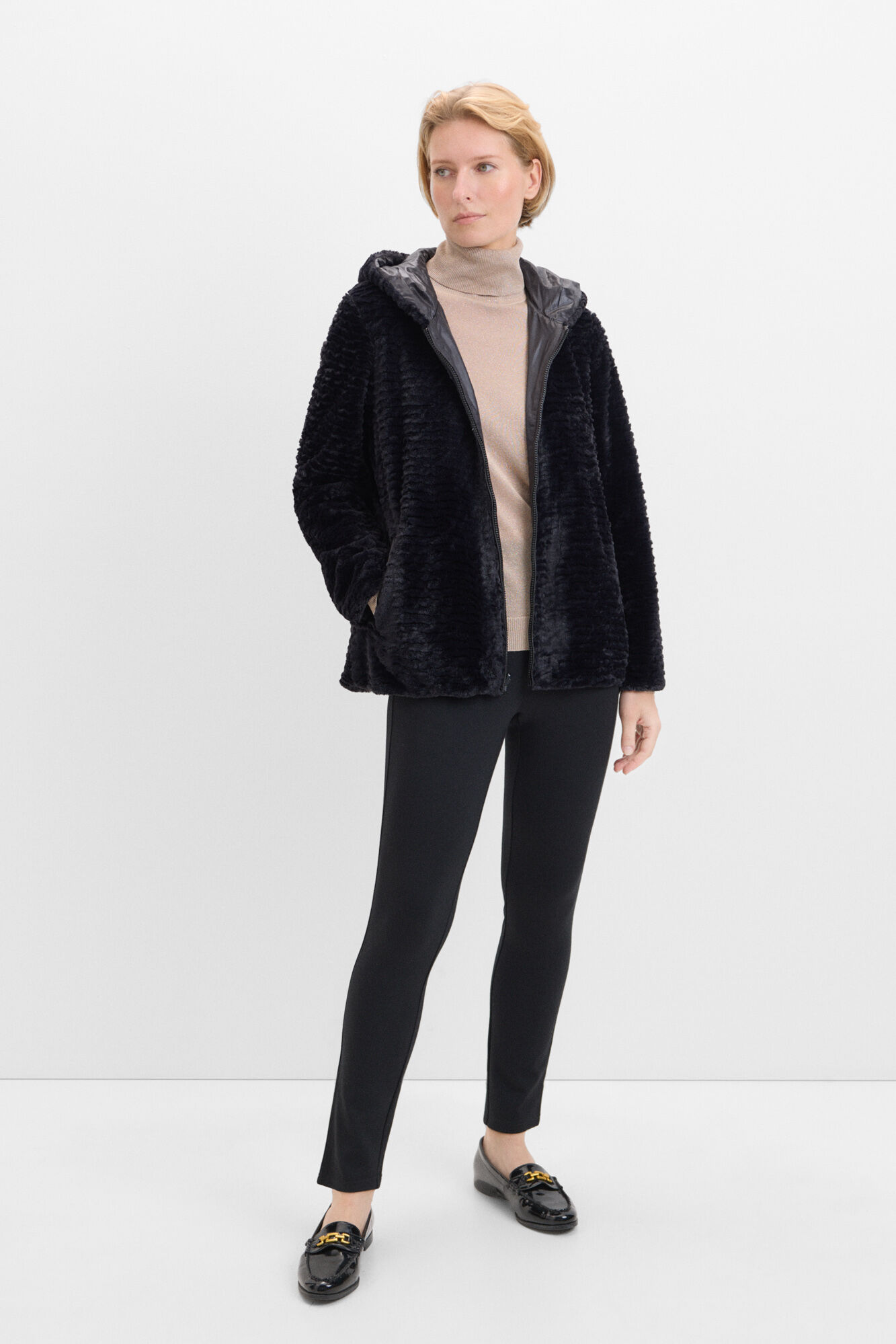 Faux fur reversible jacket shop