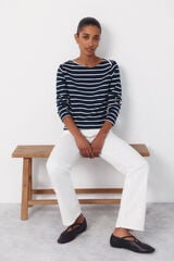 Cortefiel Camiseta com gola canoa contrastante Azul