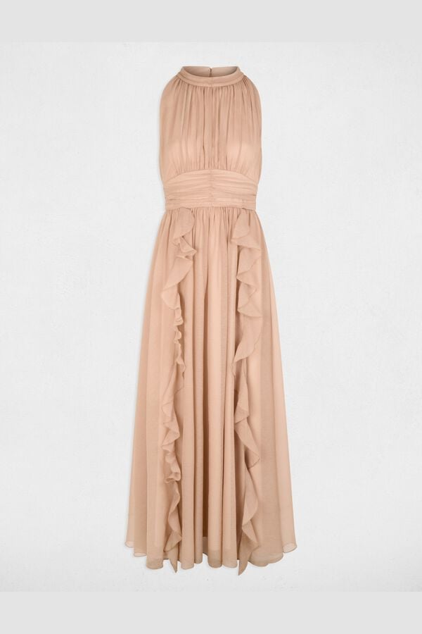 Morgan Long high neck dress Beige