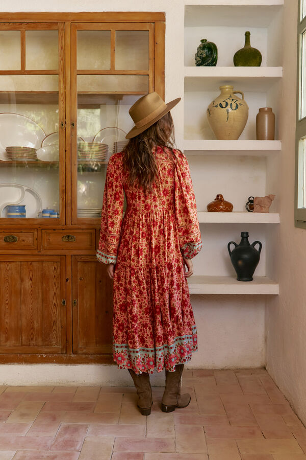 Jaase Vestido midi Eve estampado Lilliana Laranja